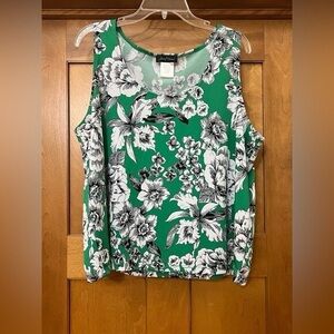 Floral Green Sleeveless Top